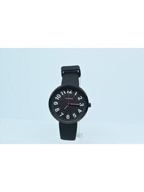 Nurse Watch Black Dial 24-Hour Military Time Red Second Hand Silicone Band